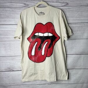 Rolling Stones Distressed Tongue Logo Mick Jagger Music Band Shirt‎ UNISEX XL